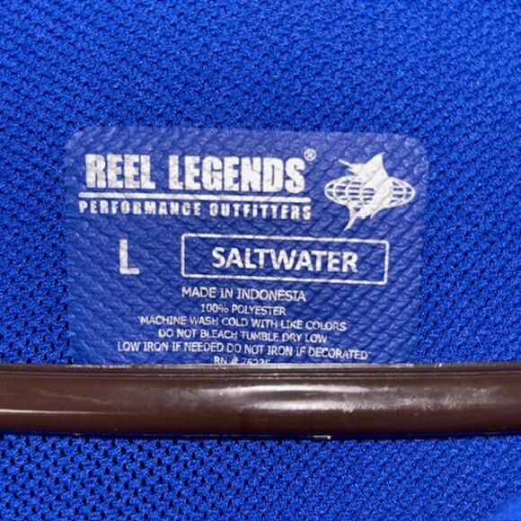 Reel Legends Performance Fishing Shirt Men Large Blue Vented Long Sleeve Pocket - Picture 3 of 7